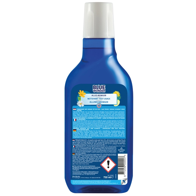 Een Allesreiniger Blue Wonder met dop dosering 750ml koop je bij VHK Kantoorartikelen