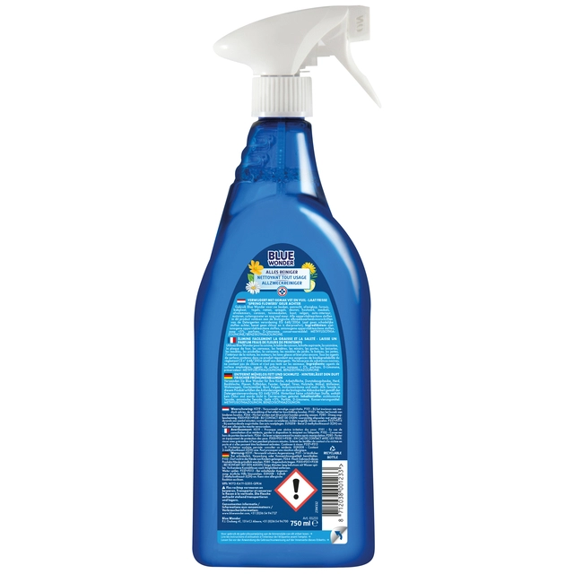 Een Allesreiniger Blue Wonder spray 750ml koop je bij VHK Kantoorartikelen