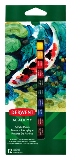 Een Acrylverf Derwent Academy blister à 12 tubes à 12ml assorti koop je bij VHK Kantoorartikelen