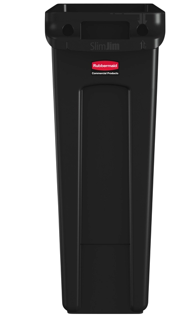 Een Afvalbak Rubbermaid Slim Jim Vented met luchtsleuven 60liter zwart koop je bij VHK Kantoorartikelen