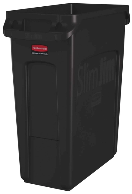 Een Afvalbak Rubbermaid Slim Jim Vented met luchtsleuven 60liter bruin koop je bij VHK Kantoorartikelen