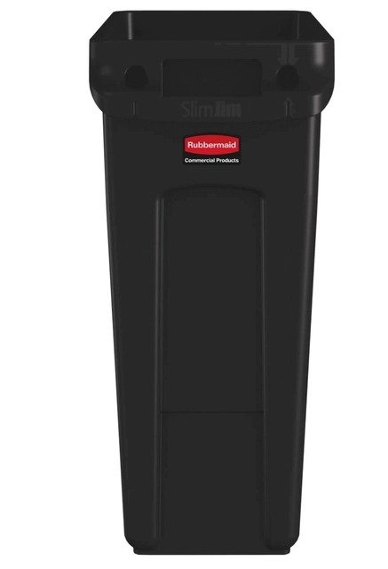 Een Afvalbak Rubbermaid Slim Jim Vented met luchtsleuven 60liter bruin koop je bij VHK Kantoorartikelen