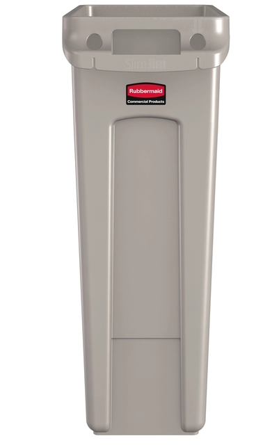 Een Afvalbak Rubbermaid Slim Jim Vented met luchtsleuven 87liter beige koop je bij VHK Kantoorartikelen