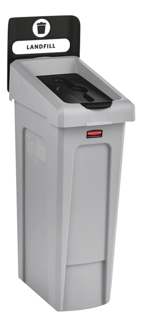 Een Deksel Rubbermaid Slim Jim Recyclestation gesloten zwart koop je bij VHK Kantoorartikelen