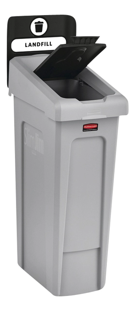 Een Deksel Rubbermaid Slim Jim Recyclestation gesloten zwart koop je bij VHK Kantoorartikelen