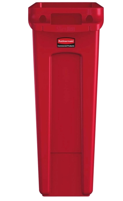 Een Afvalbak Rubbermaid Slim Jim Vented met luchtsleuven 87liter rood koop je bij VHK Kantoorartikelen