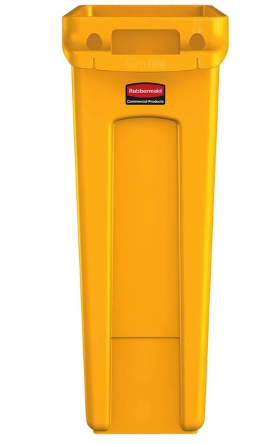 Een Afvalbak Rubbermaid Slim Jim Vented met luchtsleuven 87liter geel koop je bij VHK Kantoorartikelen