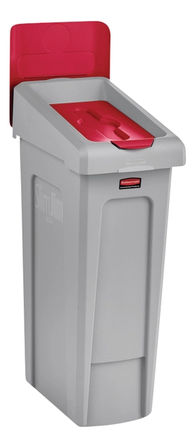 Een Deksel Rubbermaid Slim Jim Recyclestation gesloten rood koop je bij VHK Kantoorartikelen