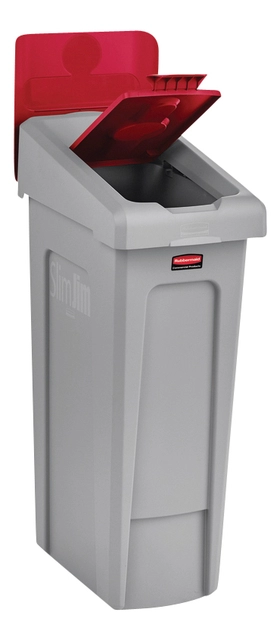 Een Deksel Rubbermaid Slim Jim Recyclestation gesloten rood koop je bij VHK Kantoorartikelen