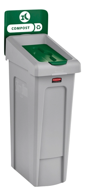 Een Deksel Rubbermaid Slim Jim Recyclestation gesloten groen koop je bij VHK Kantoorartikelen