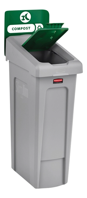 Een Deksel Rubbermaid Slim Jim Recyclestation gesloten groen koop je bij VHK Kantoorartikelen