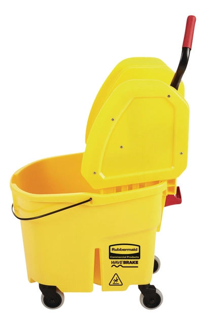 Een Mopemmer Rubbermaid Wavebrake met wringer 33liter geel koop je bij VHK Kantoorartikelen