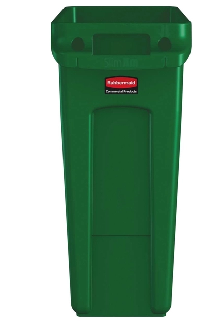 Een Afvalbak Rubbermaid Slim Jim Vented met luchtsleuven 60L groen koop je bij VHK Kantoorartikelen