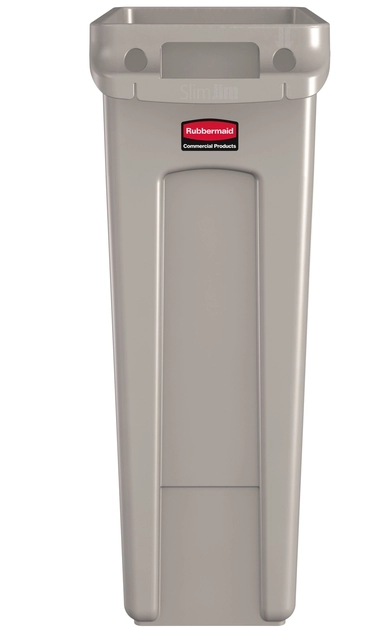 Een Afvalbak Rubbermaid Slim Jim Vented met luchtsleuven 60liter beige koop je bij VHK Kantoorartikelen