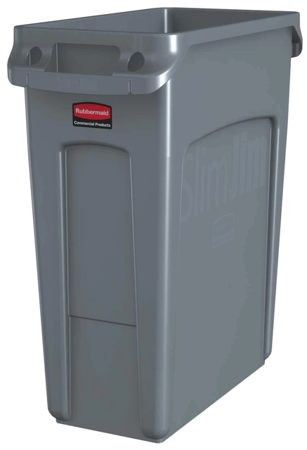 Een Afvalbak Rubbermaid Slim Jim Vented met luchtsleuven 60liter grijs koop je bij VHK Kantoorartikelen