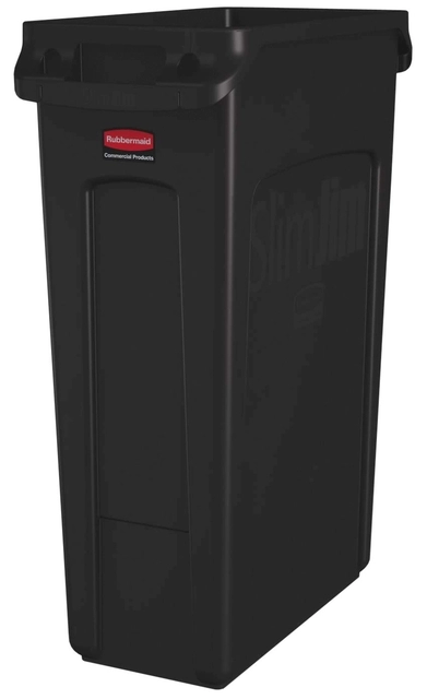 Een Afvalbak Rubbermaid Slim Jim Vented met luchtsleuven 87liter bruin koop je bij VHK Kantoorartikelen