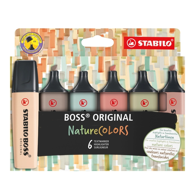 Een Markeerstift STABILO Boss 70/6 nature colors etui à 6 stuks koop je bij VHK Kantoorartikelen