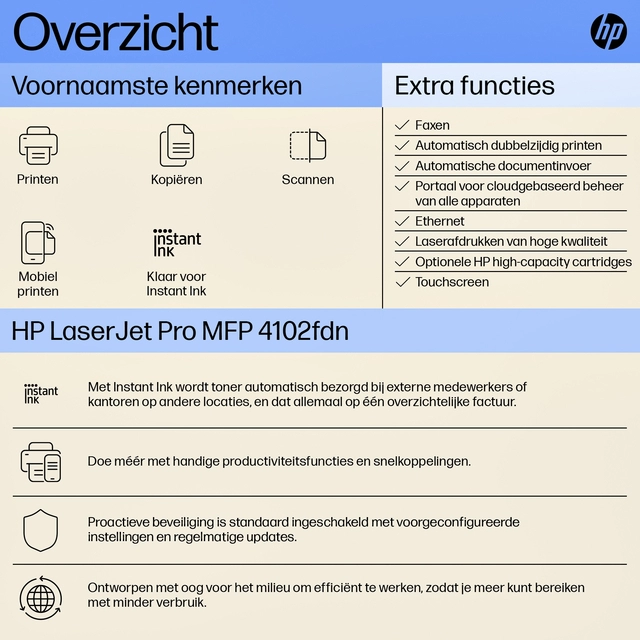 Een Multifunctional Laser printer HP laserjet 4102fdn koop je bij Hoekmankantoorartikelen.nl