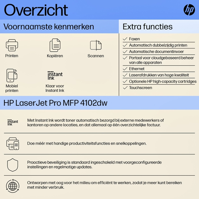 Een Multifunctional Laser printer HP laserjet 4102dw koop je bij Hoekmankantoorartikelen.nl