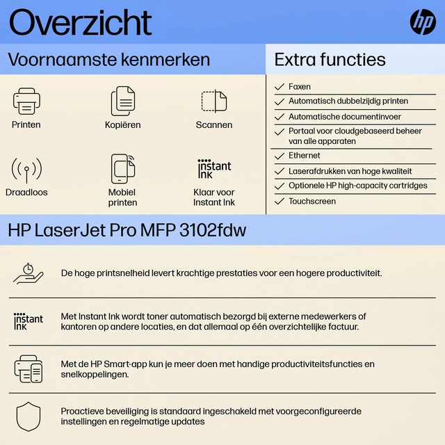 Een Multifunctional Laser printer HP laserjet 3102fdw koop je bij Hoekmankantoorartikelen.nl