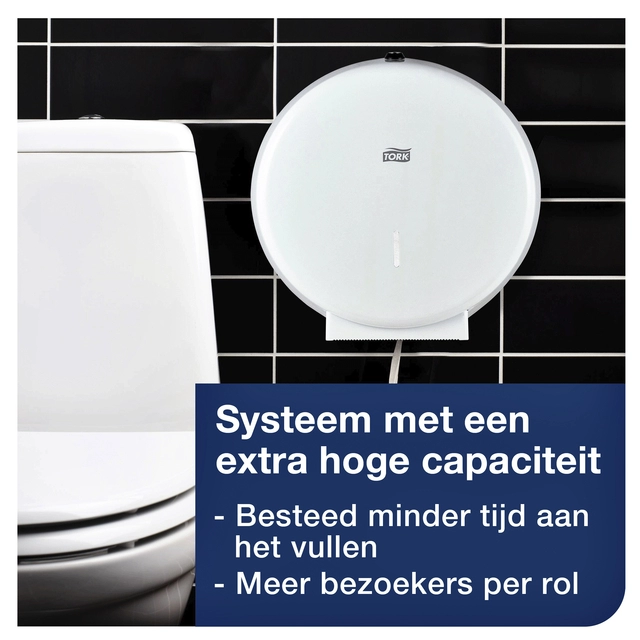 Een Toiletpapierdispenser Tork Jumbo T1 metaal wit 246040 koop je bij VHK Kantoorartikelen