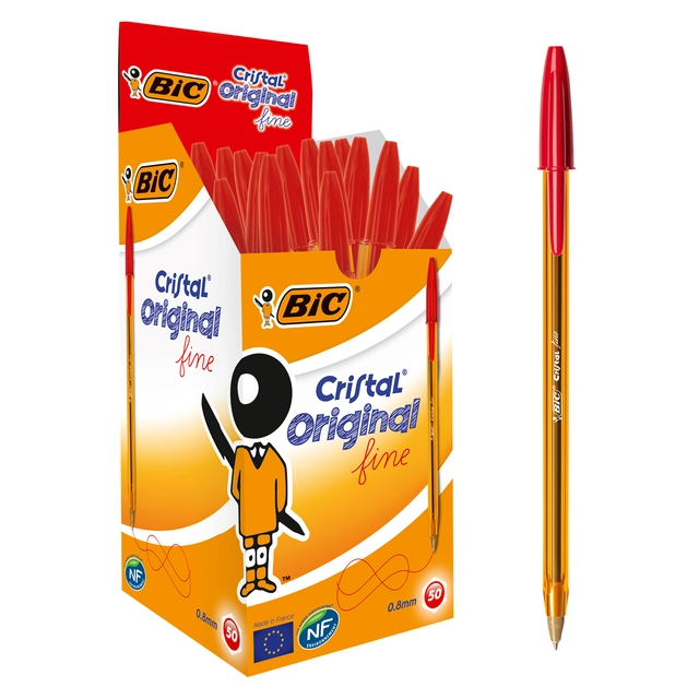 Een Balpen Bic Cristal fijn rood koop je bij VHK Kantoorartikelen