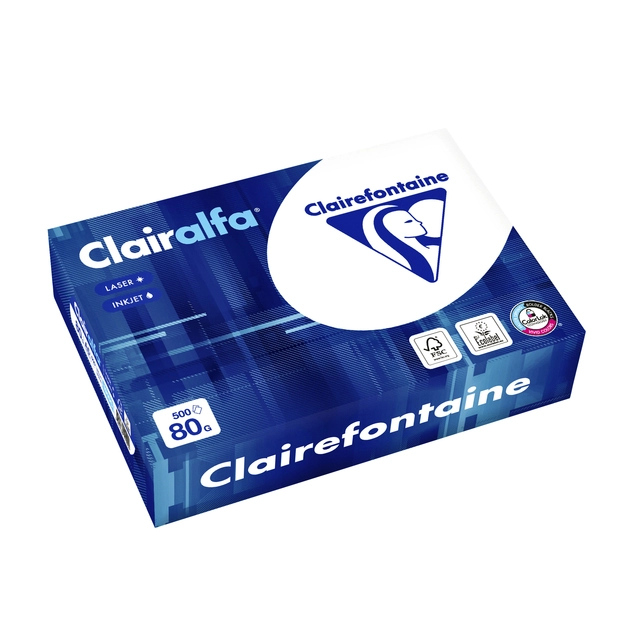 Een Kopieerpapier Clairefontaine Clairalfa A5 80gr wit 500 vel koop je bij Hoekmankantoorartikelen.nl