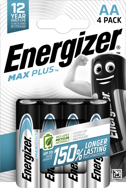 Een Batterij Energizer Max Plus 4xAA alkaline koop je bij VHK Kantoorartikelen