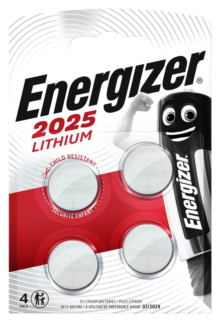 Een Batterij Energizer knoopcel 4xCR2025 lithium koop je bij VHK Kantoorartikelen