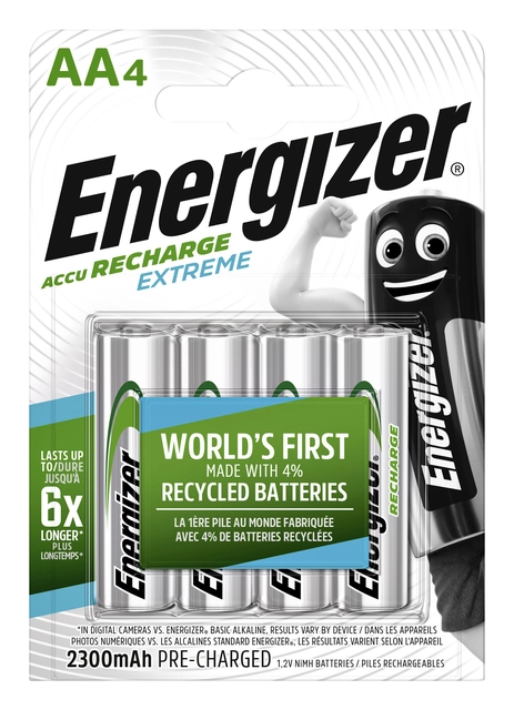 Een Batterij oplaadbaar Energizer 4xAA 2300mAh koop je bij VHK Kantoorartikelen