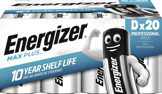 Een Batterij Energizer Max Plus 20xD alkaline koop je bij VHK Kantoorartikelen