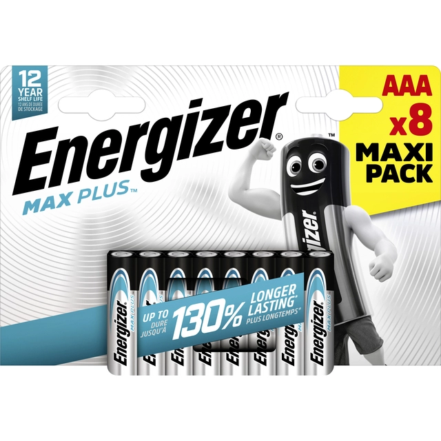 Een Batterij Energizer Max Plus 8xAAA alkaline koop je bij VHK Kantoorartikelen