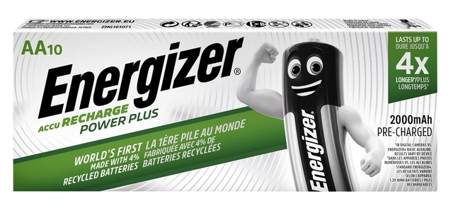 Een Batterij oplaadbaar Energizer 10xAA 2000mAh koop je bij VHK Kantoorartikelen