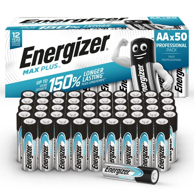 Een Batterij Energizer Max Plus 50xAA alkaline koop je bij Hoekmankantoorartikelen.nl