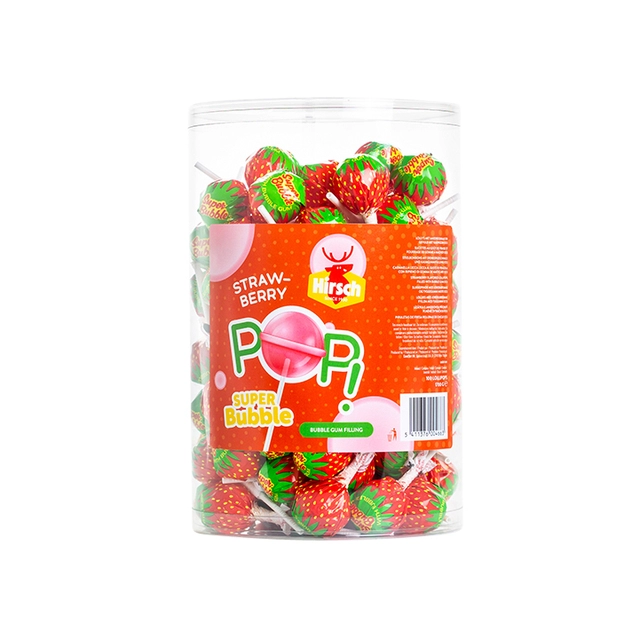 Een Lolly Hirsch super bubble strawberry 100x17 gram koop je bij VHK Kantoorartikelen