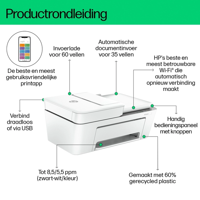 Een Multifunctional inktjet printer HP Deskjet 4220E koop je bij Hoekmankantoorartikelen.nl