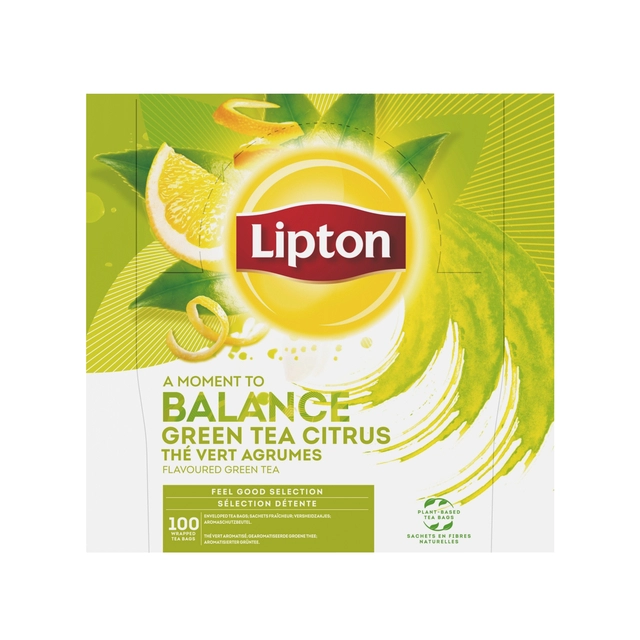 Een Thee Lipton Balance green tea citrus 100x1.5gr koop je bij VHK Kantoorartikelen