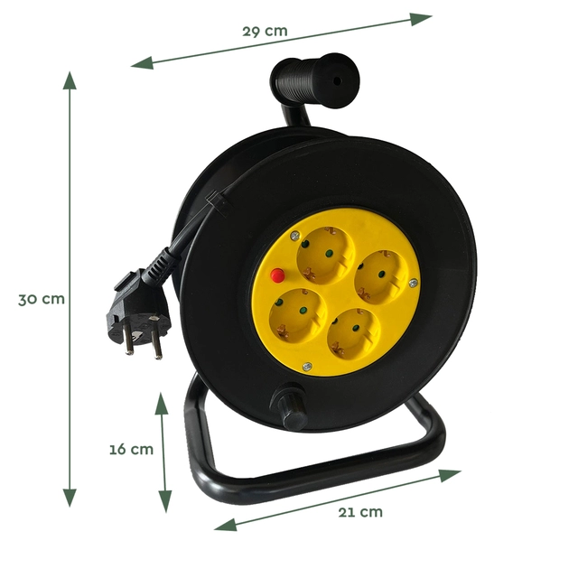 Een Kabelhaspel BRASQ Pro 4 voudig 10 meter zwart koop je bij Hoekmankantoorartikelen.nl