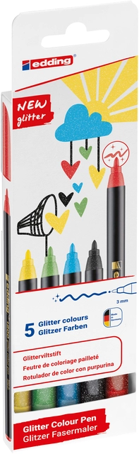 Een Fineliner edding 1200 fijn glitter assorti set à 5 stuks koop je bij Hoekmankantoorartikelen.nl