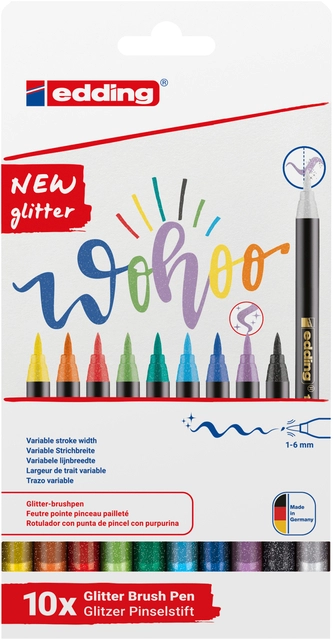 Een Brushpen edding 1340 glitter assorti set à 10 stuks koop je bij Hoekmankantoorartikelen.nl