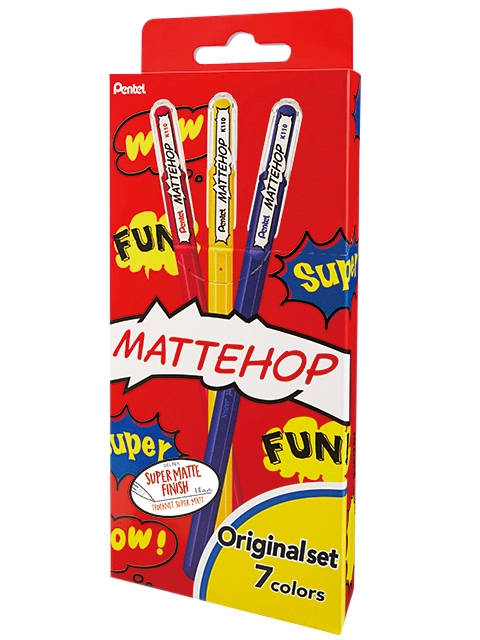 Een Gelschrijver Pentel K110 Mattehop Fun Original medium assorti blister à 7 stuks koop je bij VHK Kantoorartikelen