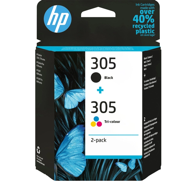 Een Inktcartridge HP 6ZD17AE 305 zwart + 3 kleuren koop je bij VHK Kantoorartikelen