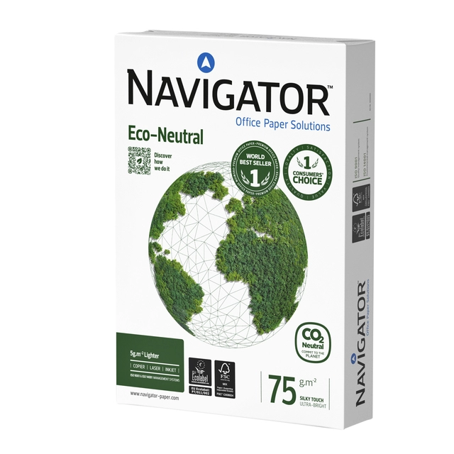 Een Kopieerpapier Navigator Eco-Neutral A4 75gr wit 500 vel koop je bij Hoekmankantoorartikelen.nl