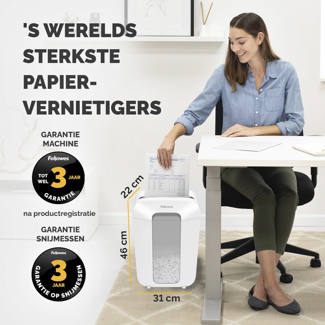 Een Papiervernietiger Fellowes Powershred LX70 snippers 4x40mm wit koop je bij VHK Kantoorartikelen