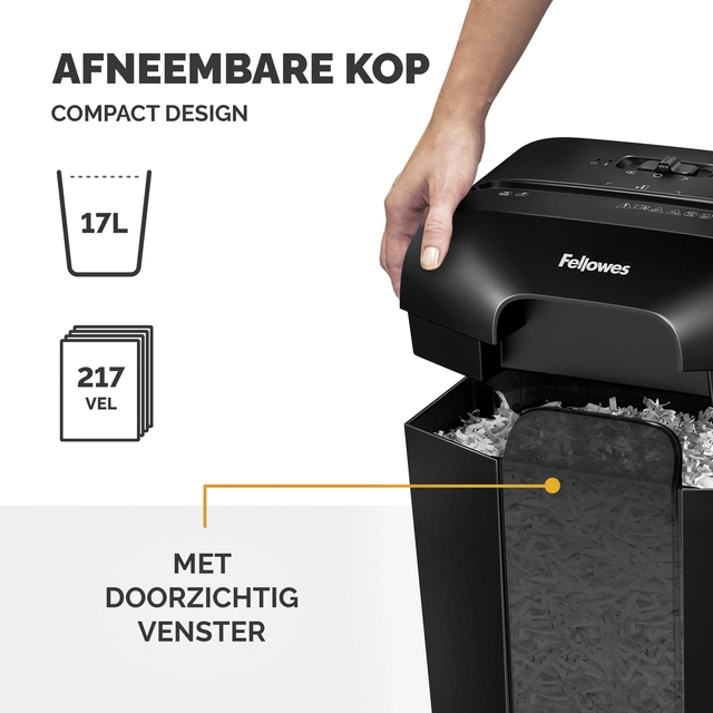 Een Papiervernietiger Fellowes Powershred LX50 snippers 4x37mm zwart koop je bij VHK Kantoorartikelen