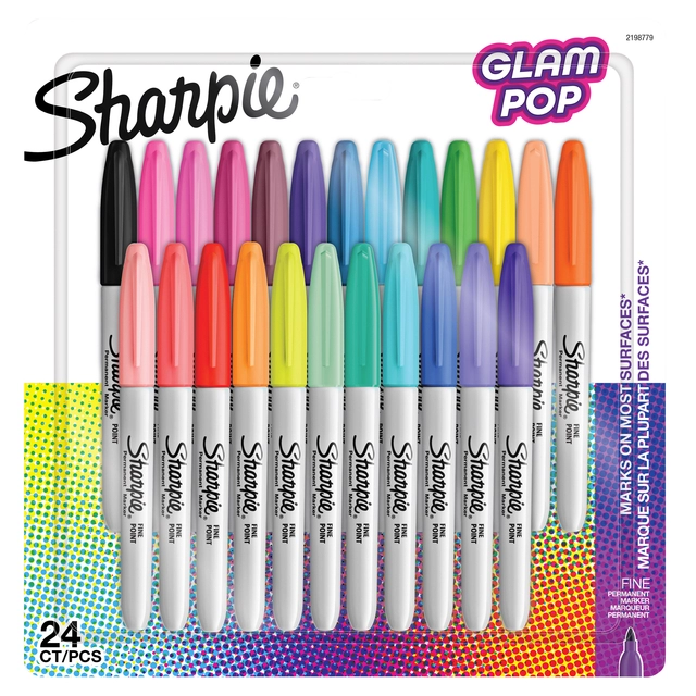 Een Viltstift Sharpie Glampop fijn assorti blister à 24 stuks koop je bij VHK Kantoorartikelen