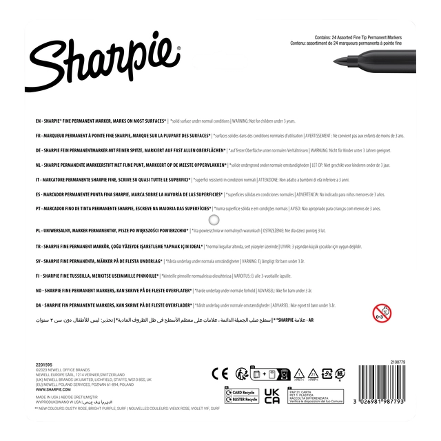 Een Viltstift Sharpie Glampop fijn assorti blister à 24 stuks koop je bij VHK Kantoorartikelen