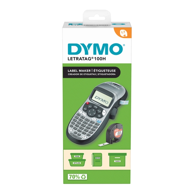 Een Labelprinter Dymo LetraTag 100H draagbaar abc 12mm zilverkleurig special edition koop je bij Hoekmankantoorartikelen.nl