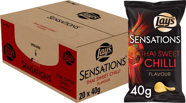 Een Chips Lay's Sensations Thai sweet chilli zak 40gr koop je bij VHK Kantoorartikelen