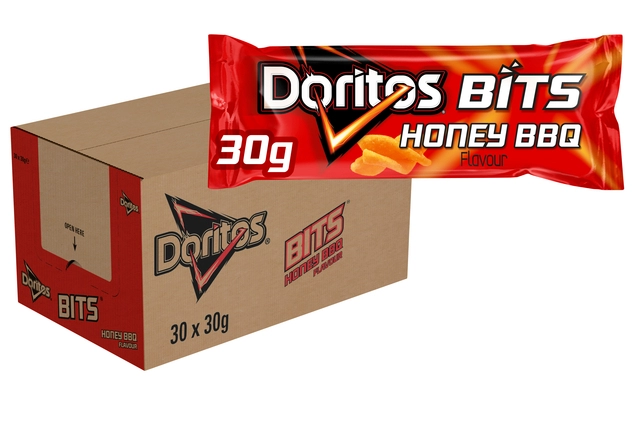 Een Chips Doritos Bits twisties honey bbq zak 30gr koop je bij VHK Kantoorartikelen